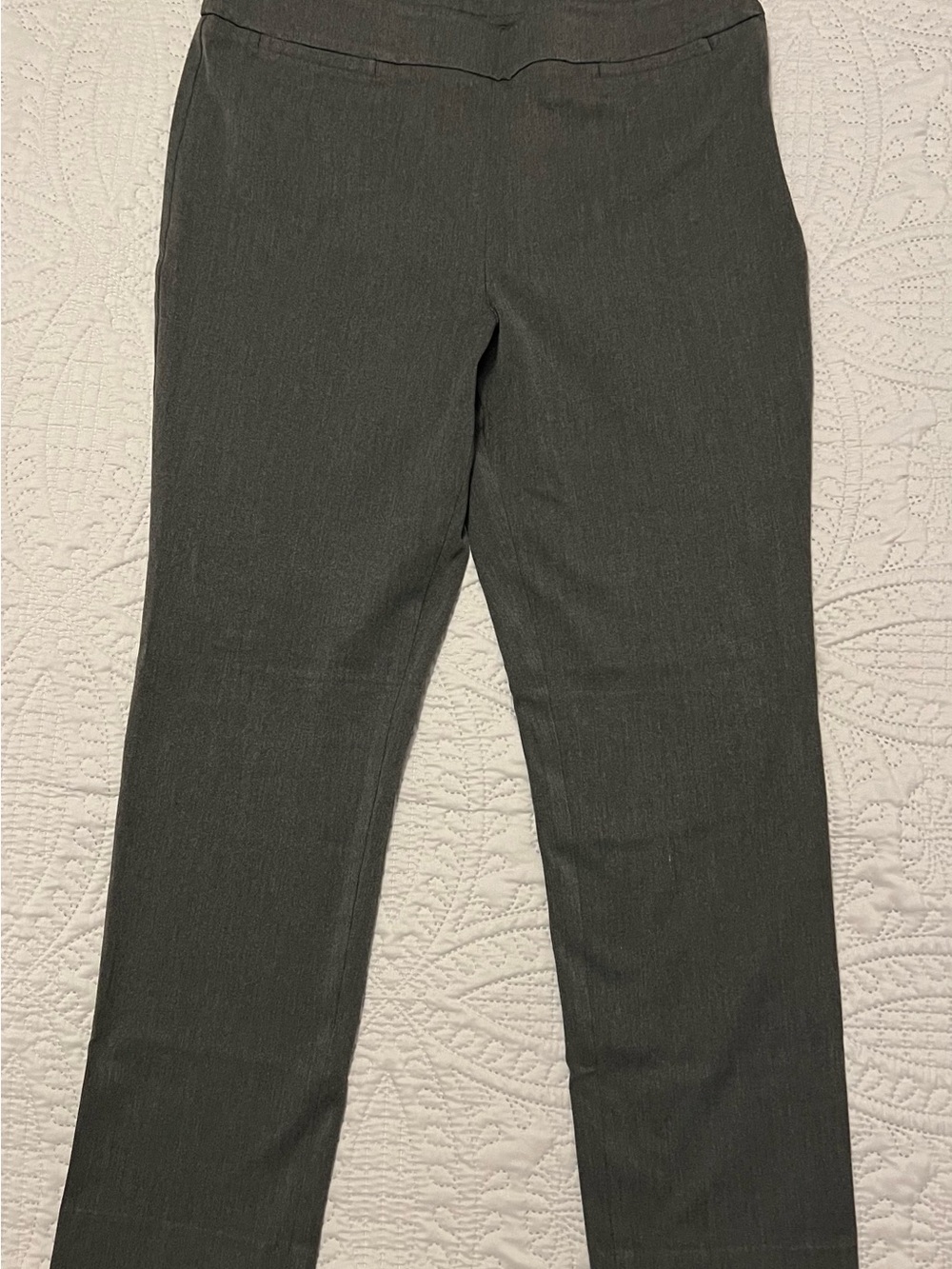 Talbots Grey Refined Bi-Stretch Slim Ankle Pants Size 12 Side Zip Flat Front